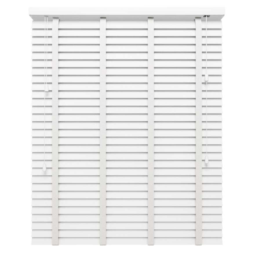 Editions White Stone with Pure Tape - A white wooden Venetian blind with white tapes
