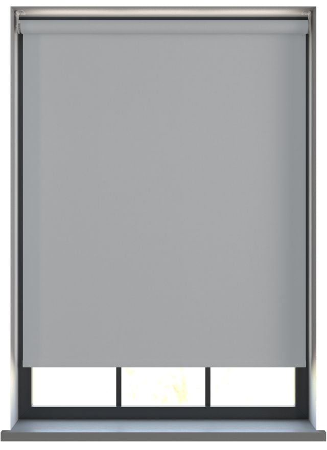Our Amor Grey Mist Roller blind in the bedroom window.