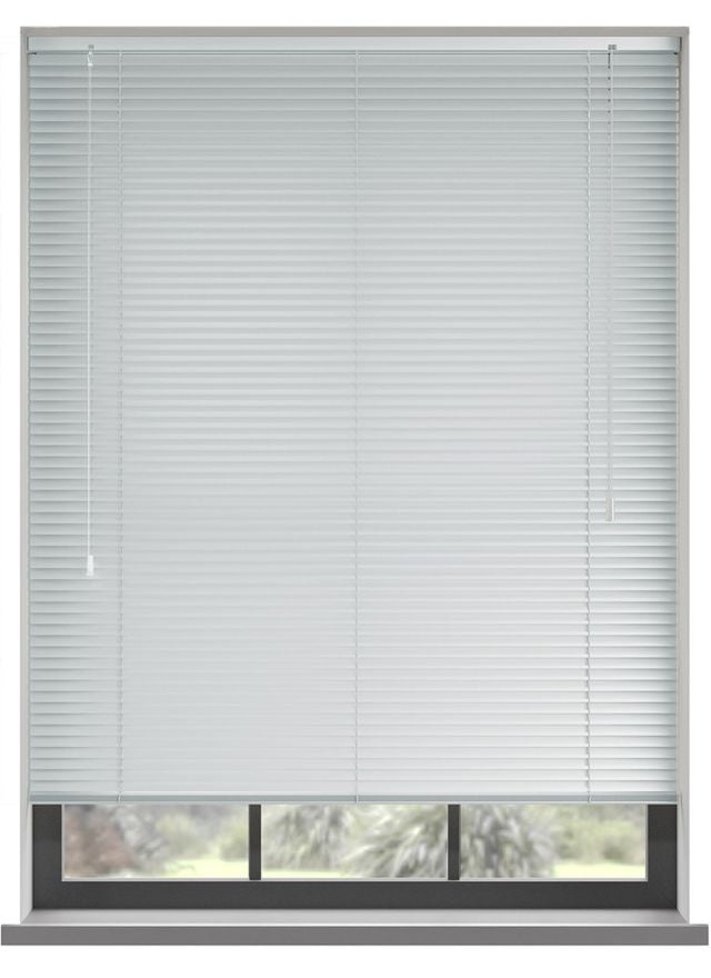 A softer grey aluminium blind in the kitchen 