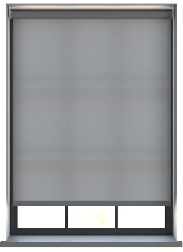 A dimout roller blind in a window