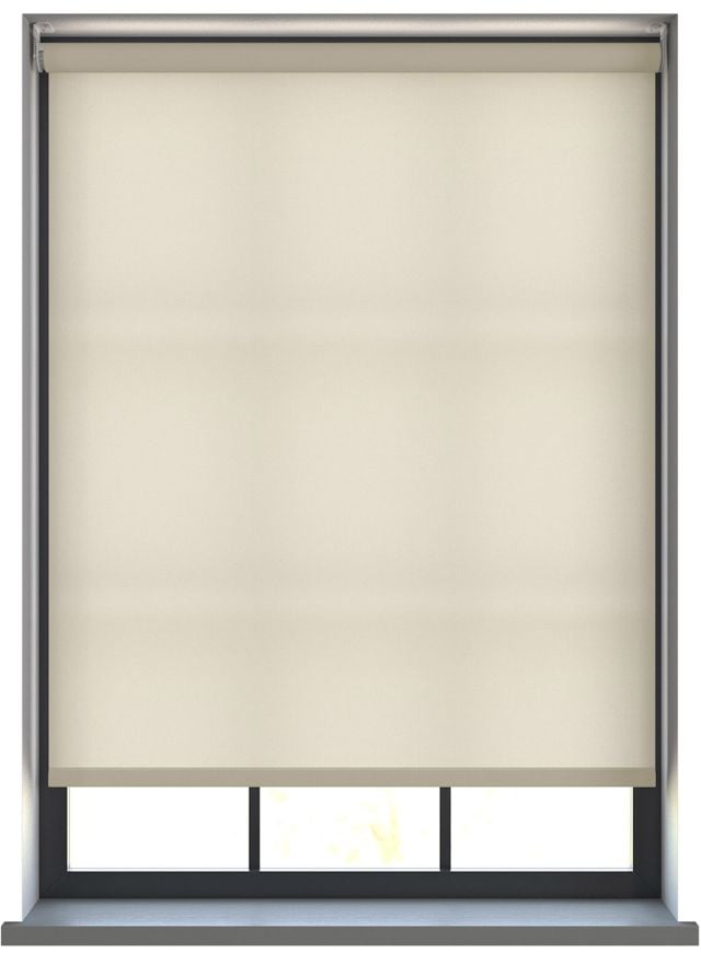 A dimout roller blind in a window