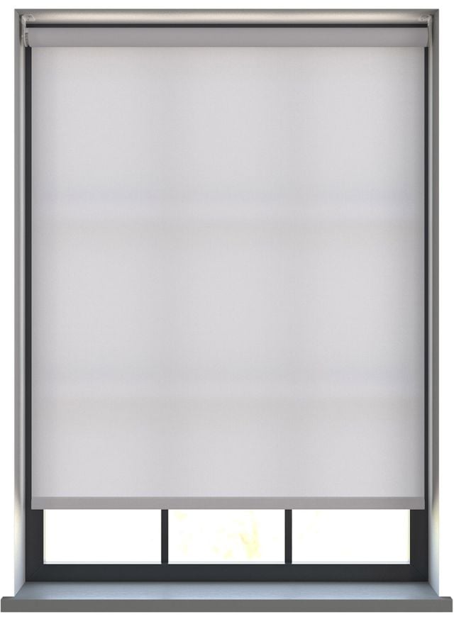 Our Burst Soft Grey Roller blind in a living room window.