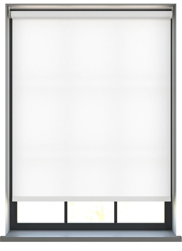 A dimout roller blind in a window