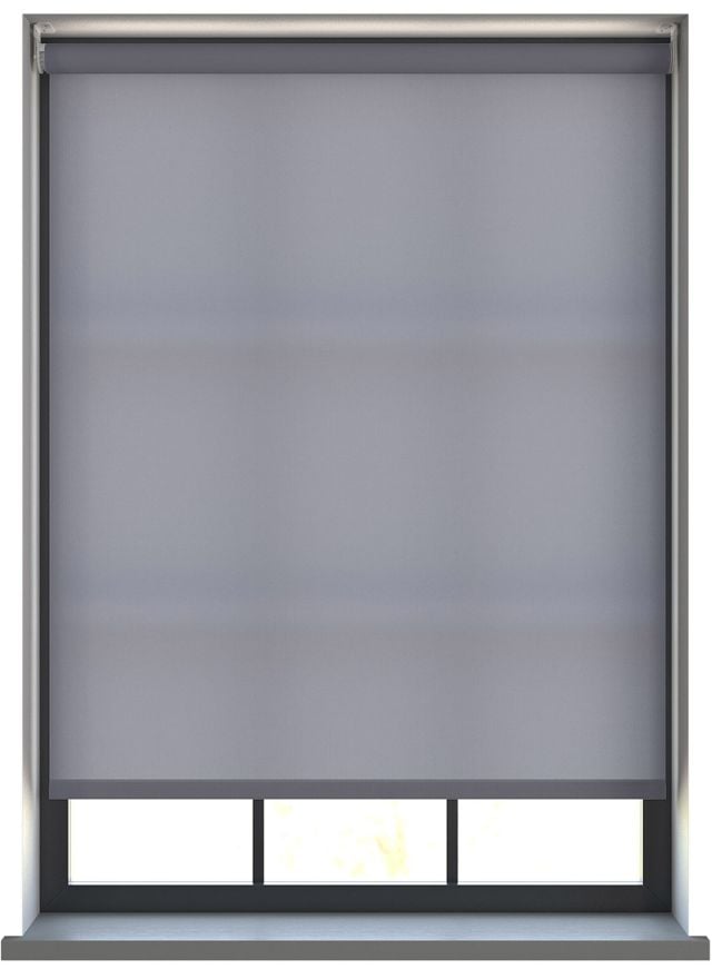 Our Burst Stormy Grey Roller blinds in the living room.