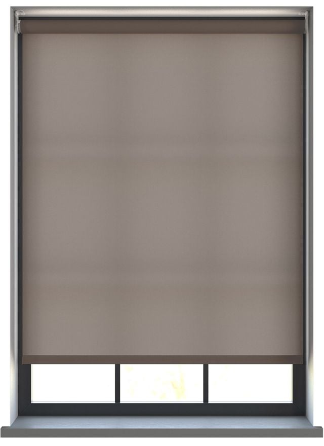 A dimout roller blind in a window