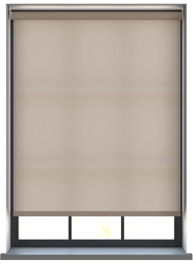 A dimout roller blind in a window
