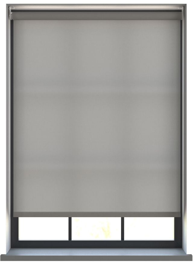 A dimout roller blind in a window