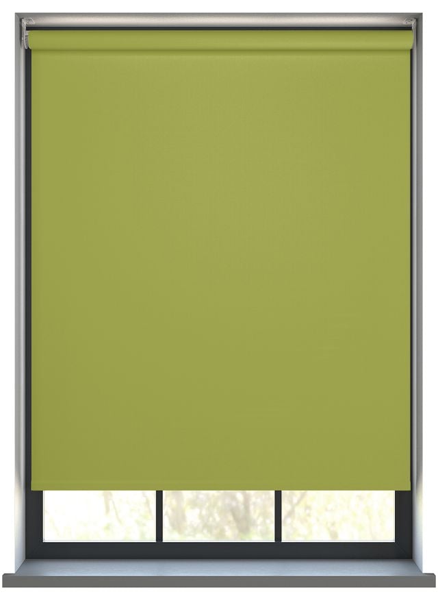 Our Gibson Granny Smith Roller blind in a kitchen window.