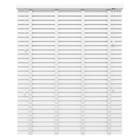 Editions White Stone with Pure Tape - A white wooden Venetian blind with white tapes