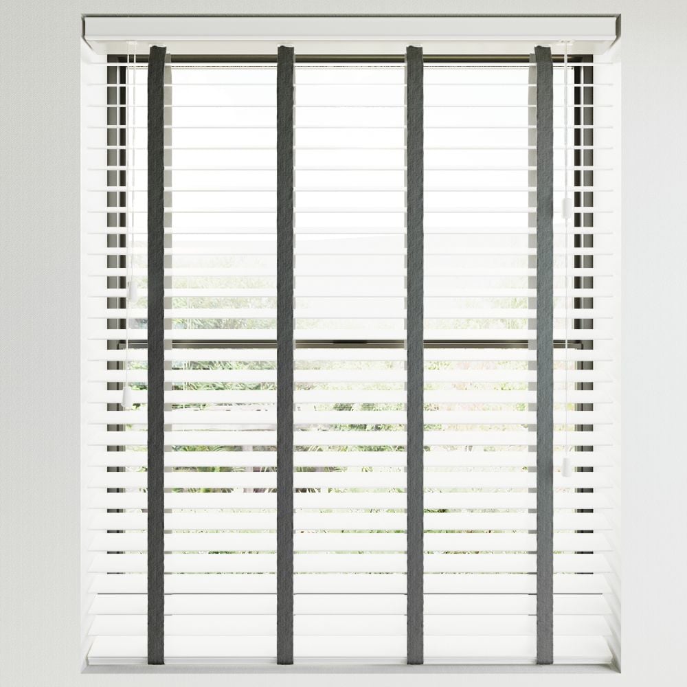 Real Wood Bliss White with Gunmetal Tapes 